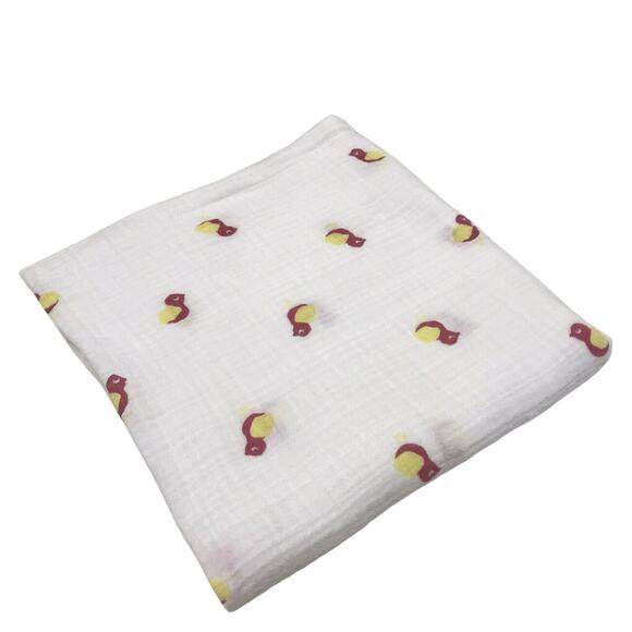 Aden + Anais red yellow bird muslin swaddle baby blanket 100% cotton pink RARE - Picture 1 of 7